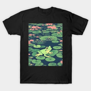 Vintage Cuban Tree Frog in the Lilypad Field Frog Lover T-Shirt